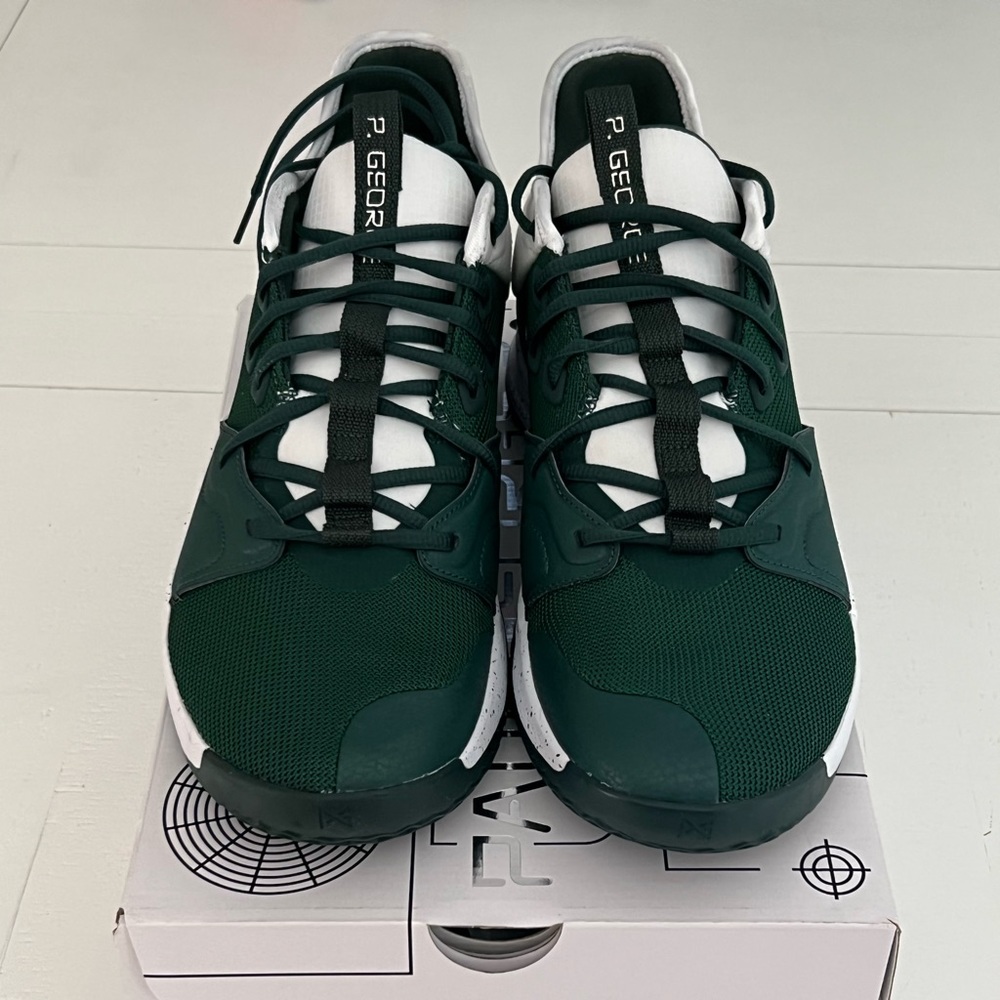 Nike Paul George 3 basketball shoes.  Green.  Never worn in box.  PG 3 TB Promo